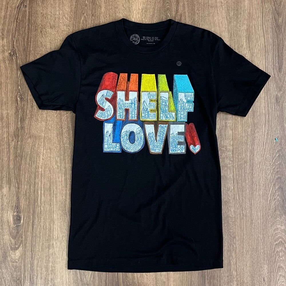 NEW Out of Print Shelf Love Black T-Shirt Sz XS